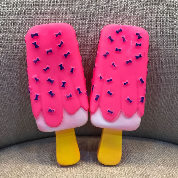 Dog Toy Chew Squeaky Rubber Pink Popsicle Shaped Toys for Cat Puppy Baby Dogs Ice